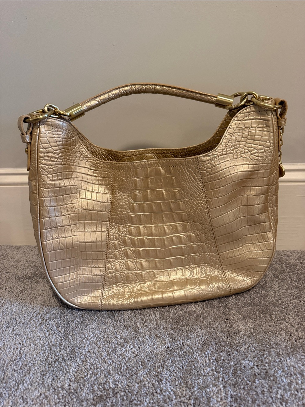 Brahmin Gold Croc-Embossed Shoulder Bag - Picture 3 of 5
